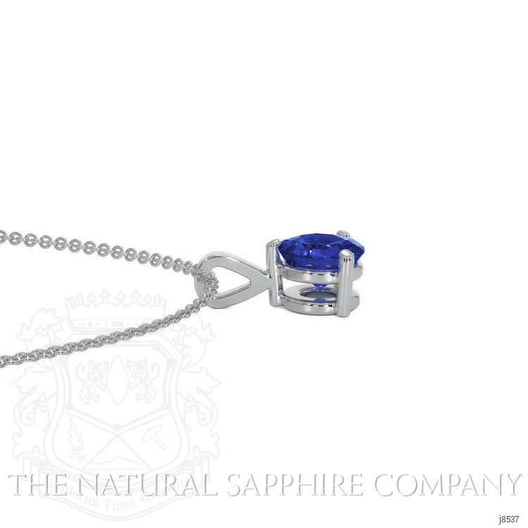 0.90 Ct. Blue Sapphire Solitaire Pendant, 14K White Gold