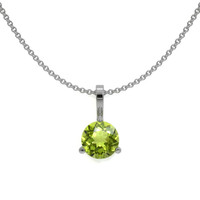 1.00 Ct. Green Peridot Solitaire Pendant, 14K White Gold Video