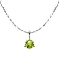 1.00 Ct. Green Peridot Solitaire Pendant, 14K White Gold Image