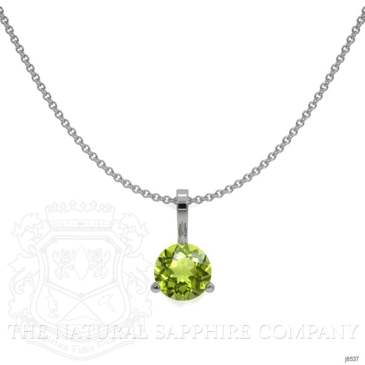 1.00 Ct. Green Peridot Solitaire Pendant, 14K White Gold