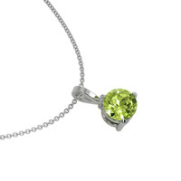 1.00 Ct. Green Peridot Solitaire Pendant, 14K White Gold Image