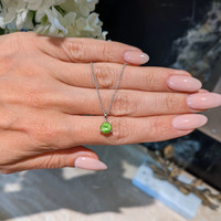 1.00 Ct. Green Peridot Solitaire Pendant, 14K White Gold Life Style
