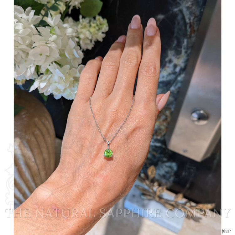 1.00 Ct. Green Peridot Solitaire Pendant, 14K White Gold