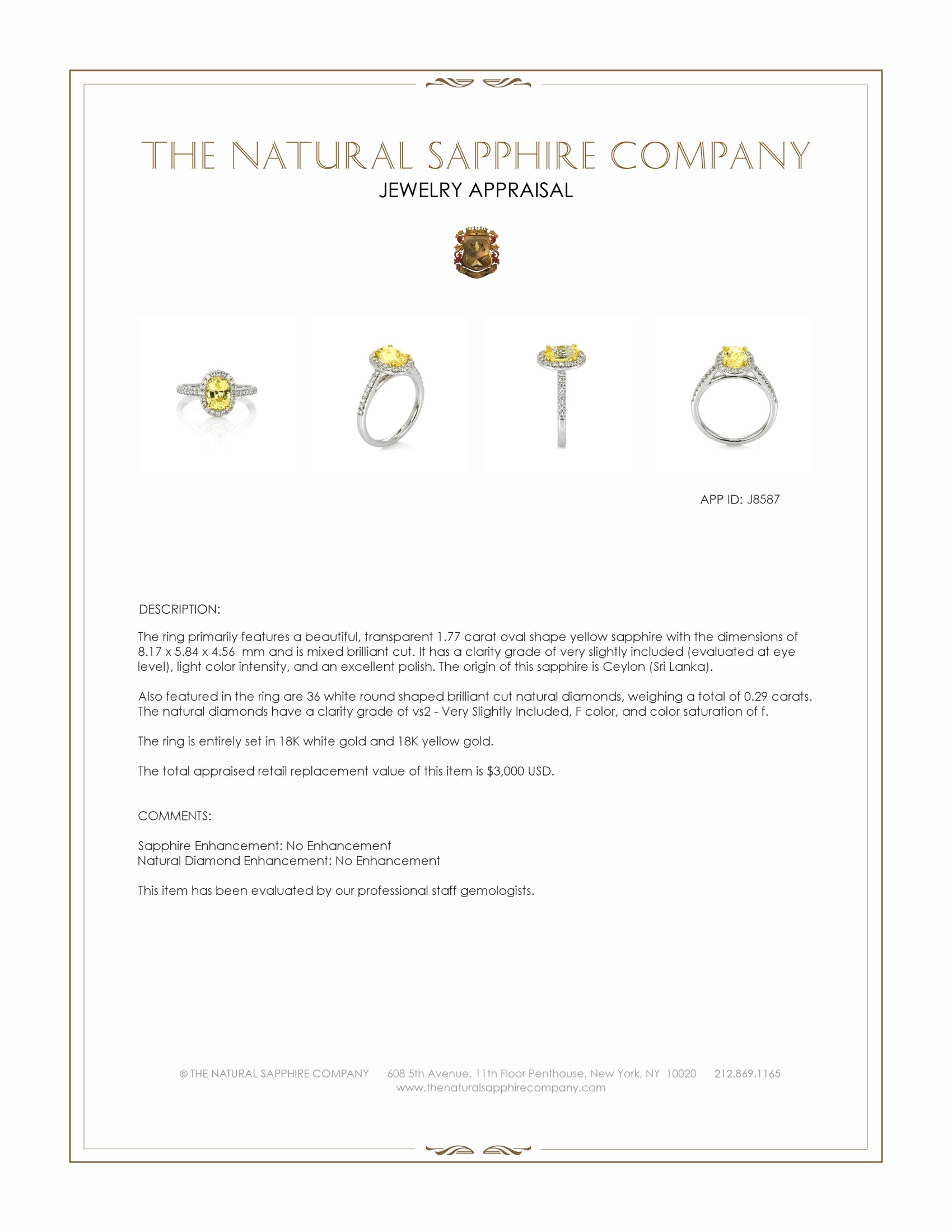 1.77 Ct. Yellow Sapphire and Natural Diamond Pave Ring, 18K White & Yellow