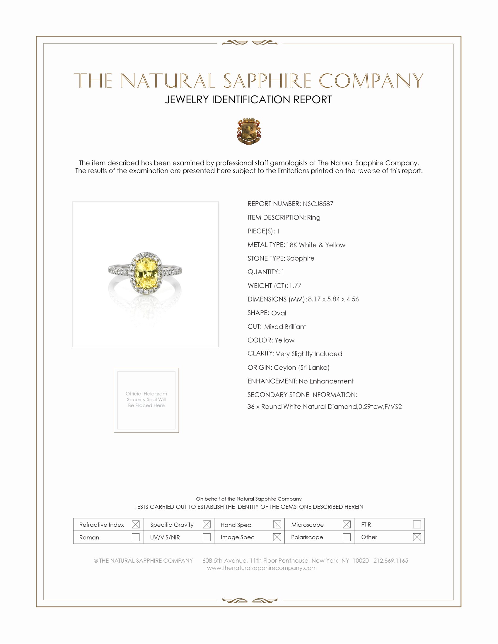 1.77 Ct. Yellow Sapphire and Natural Diamond Pave Ring, 18K White & Yellow