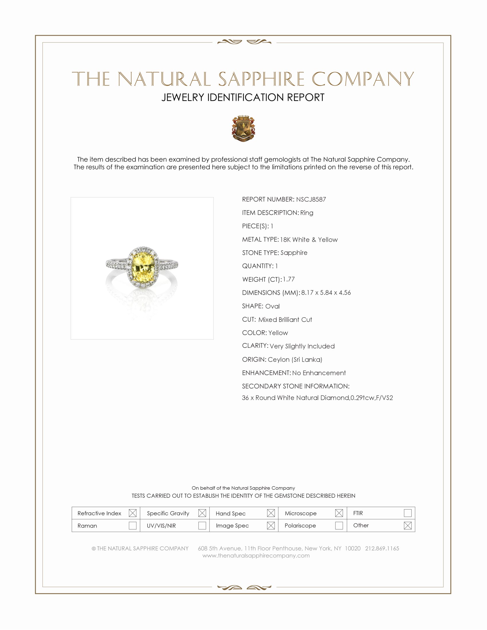 1.77 Ct. Yellow Sapphire and Natural Diamond Pave Ring, 18K White & Yellow