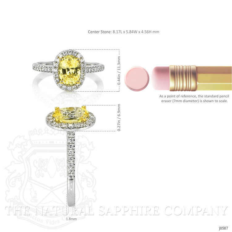 1.77 Ct. Yellow Sapphire and Natural Diamond Pave Ring, 18K White & Yellow