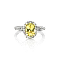 1.77 Ct. Sapphire Natural Diamond Pave Ring, 18K White & Yellow Video
