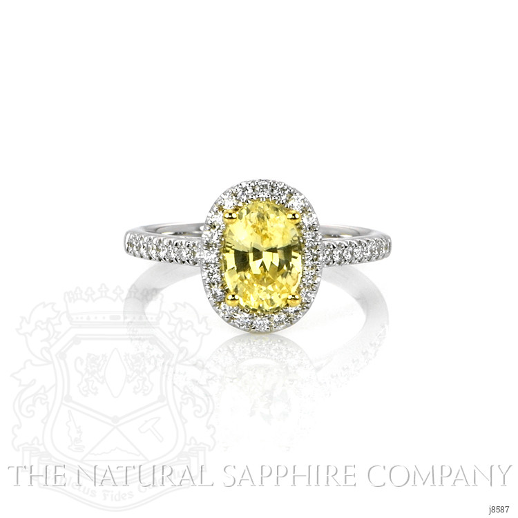 1.77 Ct. Yellow Sapphire and Natural Diamond Pave Ring, 18K White & Yellow