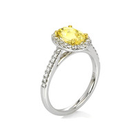 1.77 Ct. Yellow Sapphire and Natural Diamond Pave Ring, 18K White & Yellow Image