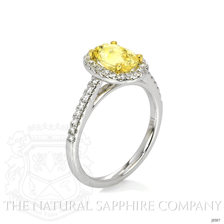 1.77 Ct. Yellow Sapphire and Natural Diamond Pave Ring, 18K White & Yellow