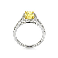 1.77 Ct. Yellow Sapphire and Natural Diamond Pave Ring, 18K White & Yellow Image