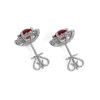 1.25 Ct.Tw. Ruby Natural Diamond Halo Earrings, 18K White Gold Image