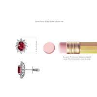 1.25 Ct.Tw. Ruby Natural Diamond Halo Earrings, 18K White Gold Image
