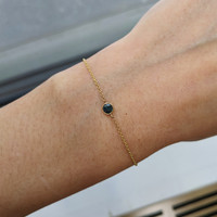 0.27&nbsp;Ct.Tw.Total Carat Weight Bluish Green Sapphire Bezel Bracelet, 14K Yellow Gold Life Style