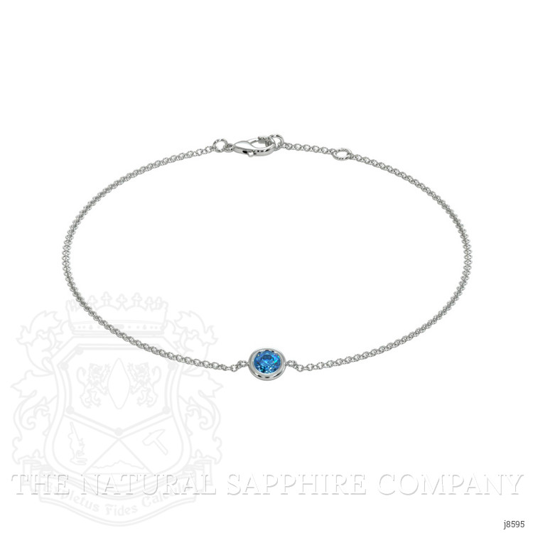 0.40 Ct.Tw. Bluish Green Sapphire Bezel Bracelet, 14K White Gold