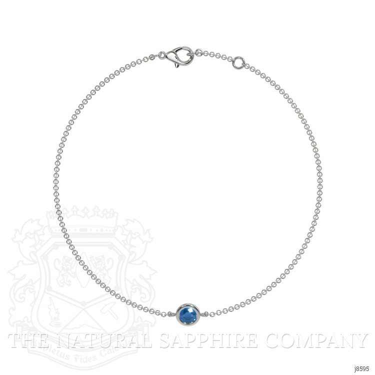 0.40 Ct.Tw. Bluish Green Sapphire Bezel Bracelet, 14K White Gold
