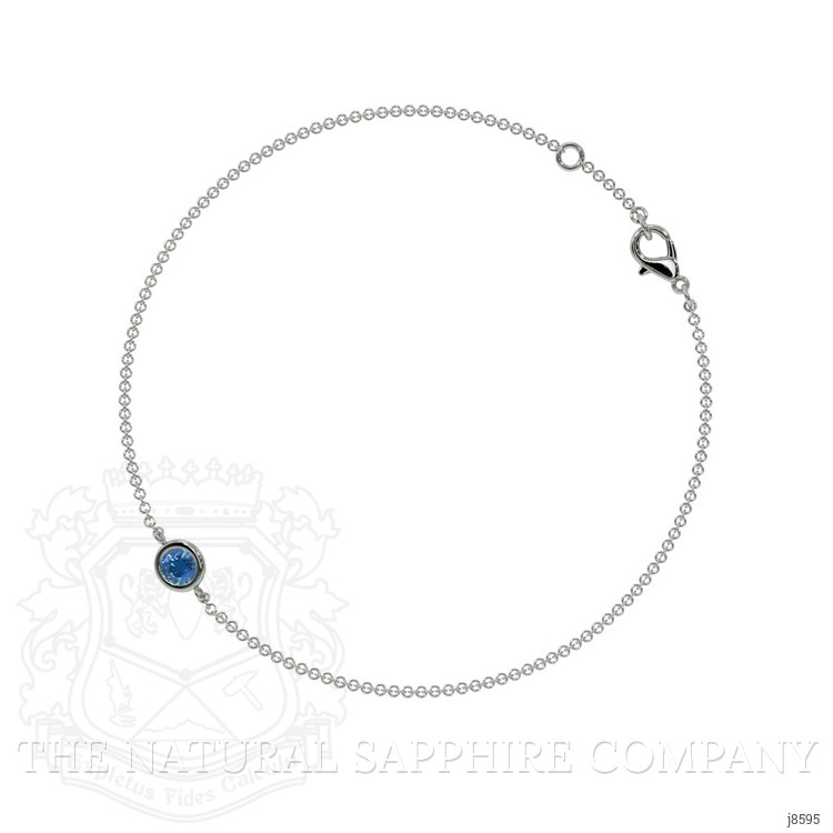 0.40 Ct.Tw. Bluish Green Sapphire Bezel Bracelet, 14K White Gold