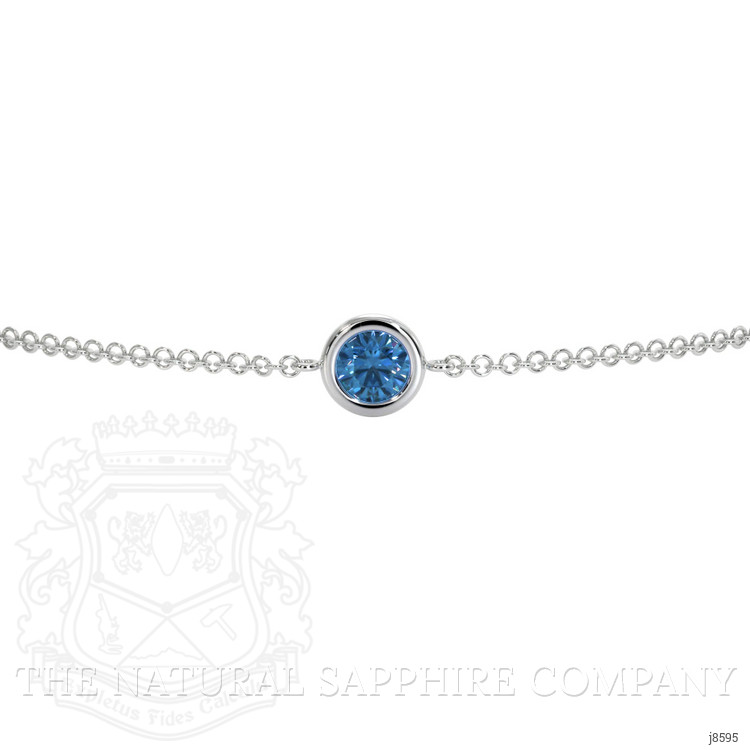 0.40 Ct.Tw. Bluish Green Sapphire Bezel Bracelet, 14K White Gold