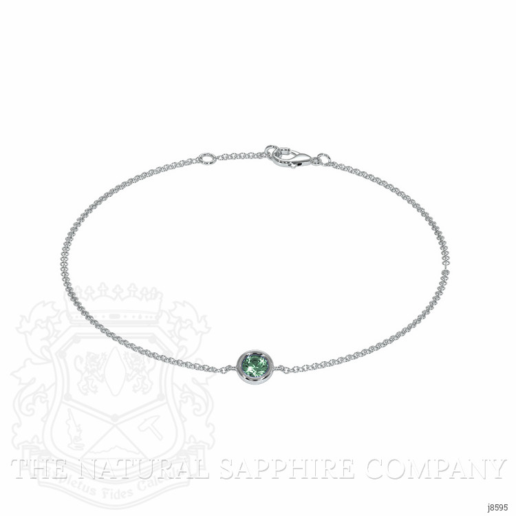 0.40 Ct.Tw. Bluish Green Sapphire Bezel Bracelet, 14K White Gold