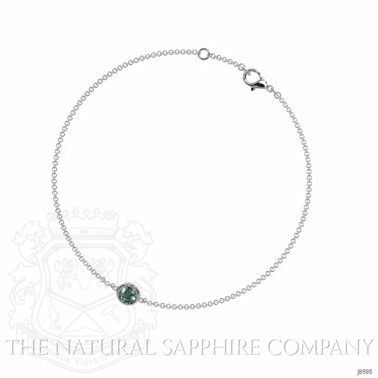 0.40 Ct.Tw. Bluish Green Sapphire Bezel Bracelet, 14K White Gold