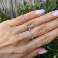 0.40&nbsp;Ct.Tw.Total Carat Weight Bluish Green Sapphire Bezel Bracelet, 14K White Gold Life Style
