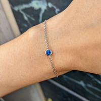0.40&nbsp;Ct.Tw.Total Carat Weight Bluish Green Sapphire Bezel Bracelet, 14K White Gold Life Style