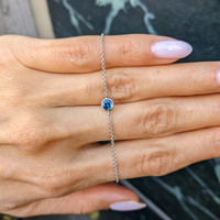 0.40&nbsp;Ct.Tw.Total Carat Weight Bluish Green Sapphire Bezel Bracelet, 14K White Gold Life Style