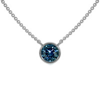 0.50 Ct. Bluish Green Sapphire Bezel Necklace, 14K White Gold Video