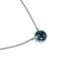 0.50 Ct. Bluish Green Sapphire Bezel Necklace, 14K White Gold Image
