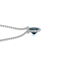 0.50 Ct. Bluish Green Sapphire Bezel Necklace, 14K White Gold Image