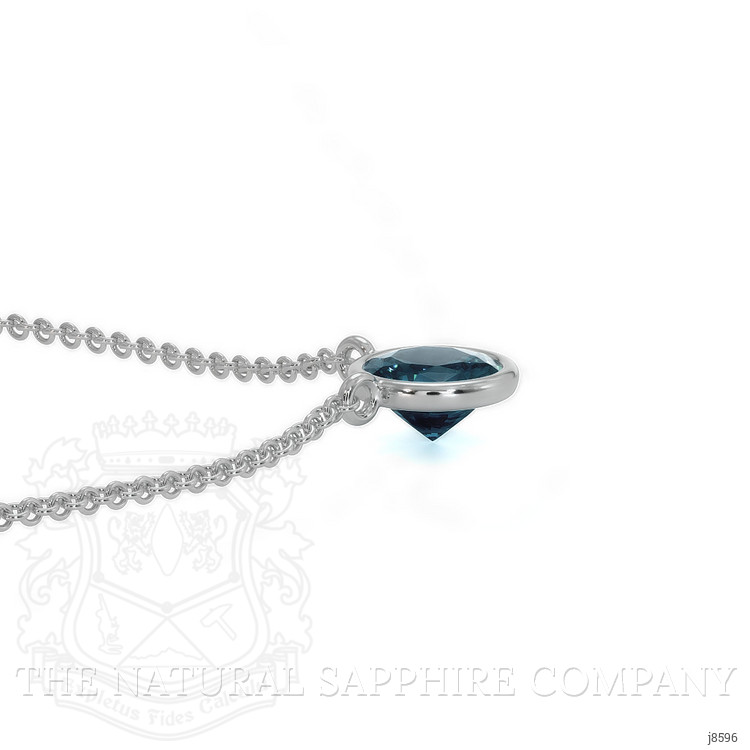 0.50 Ct. Bluish Green Sapphire Bezel Necklace, 14K White Gold