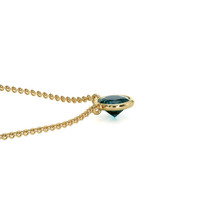 0.50 Ct. Bluish Green Sapphire Bezel Necklace, 14K Yellow Gold Image