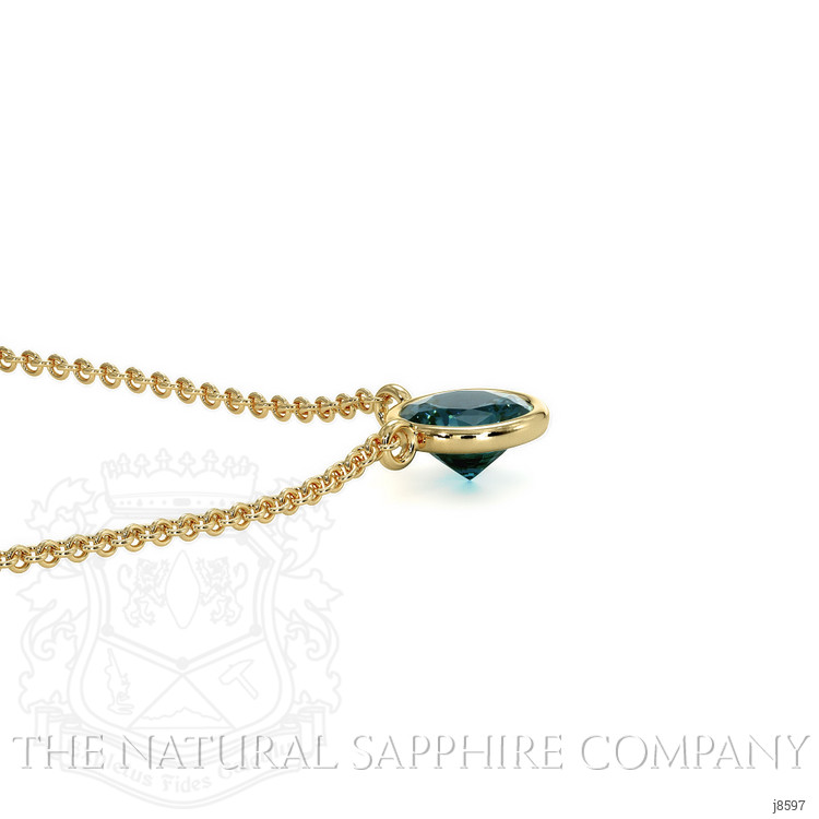 0.50 Ct. Bluish Green Sapphire Bezel Necklace, 14K Yellow Gold