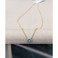 0.50 Ct. Greenish Blue Sapphire Bezel Necklace, 14K Yellow Gold Life Style
