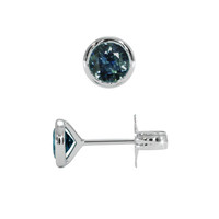 0.80 Ct.Tw. Bluish Green Sapphire Studs Earrings, 14K White Gold Image