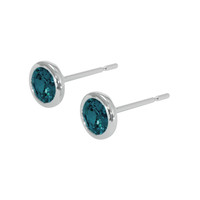0.80 Ct.Tw. Bluish Green Sapphire Studs Earrings, 14K White Gold Image