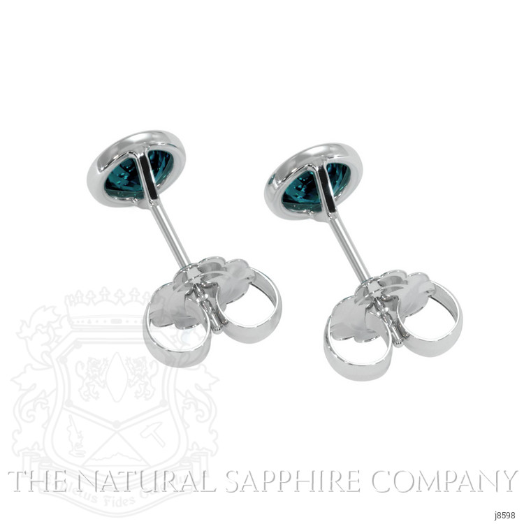 0.80 Ct.Tw. Bluish Green Sapphire Studs Earrings, 14K White Gold