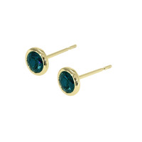 0.80 Ct.Tw. Bluish Green Sapphire Studs Earrings, 14K Yellow Gold Image