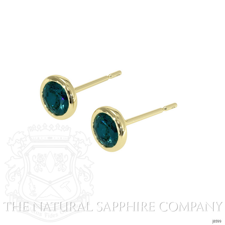 0.80 Ct.Tw. Bluish Green Sapphire Studs Earrings, 14K Yellow Gold
