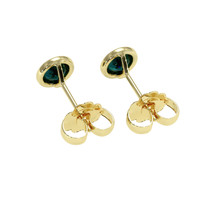 0.80 Ct.Tw. Bluish Green Sapphire Studs Earrings, 14K Yellow Gold Image