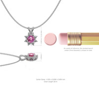 0.45 Ct. Pink Sapphire and Natural Diamond Halo Pendant, 14K White Gold Image