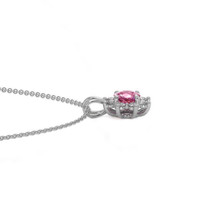 0.45 Ct. Sapphire Natural Diamond Halo Pendant, 14K White Gold Image
