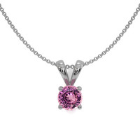 0.45 Ct. Pink Sapphire Solitaire Pendant, 14K White Gold Video