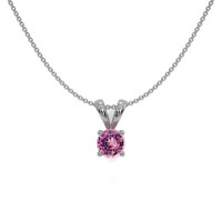 0.45 Ct. Pink Sapphire Solitaire Pendant, 14K White Gold Image