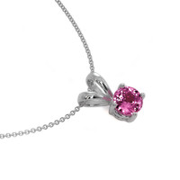 0.45 Ct. Pink Sapphire Solitaire Pendant, 14K White Gold Image