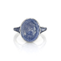 9.62 Ct. Sapphire Sapphire Antique Style Ring, Platinum 950 Video