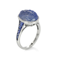 9.62 Ct. Blue Sapphire Antique Style Ring, Platinum 950 Image