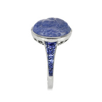 9.62 Ct. Blue Sapphire Antique Style Ring, Platinum 950 Image