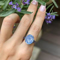 9.62 Ct. Blue Sapphire Antique Style Ring, Platinum 950 Life Style